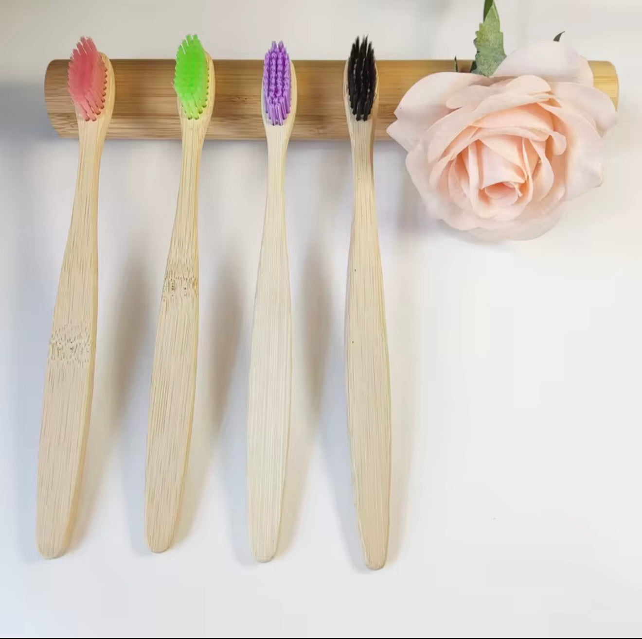 Bamboo Soft Bristle Multicolour Tooth Brushes Pack of 5. 100% Biodegradable Eco Friendly
