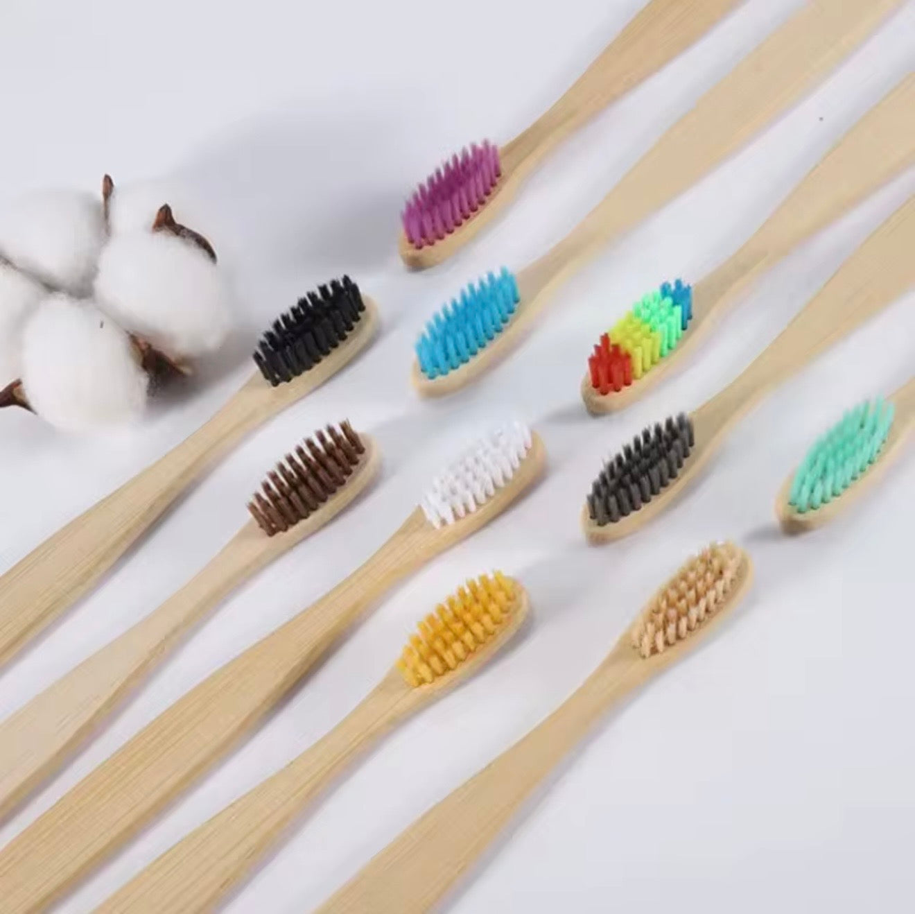 Bamboo Soft Bristle Multicolour Tooth Brushes Pack of 5. 100% Biodegradable Eco Friendly